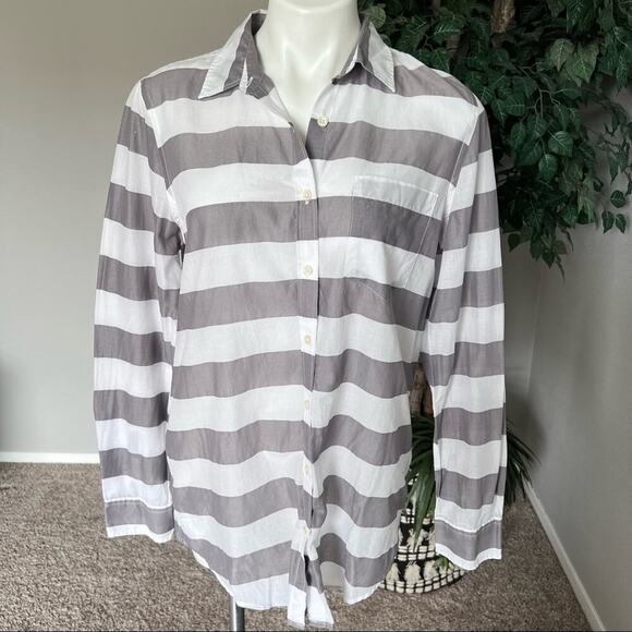 Banana Republic Soft Wash Striped Boyfriend Button Down Shirt - Picture 1 of 8